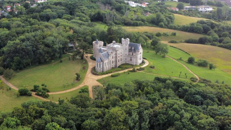 Château et son parc arboré, vue aérienne par drone